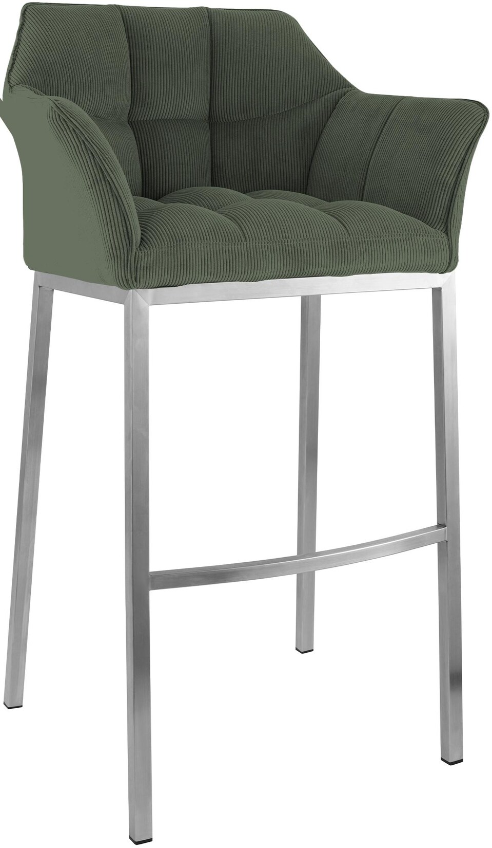 CLP Barhocker Damaso E Cord mit 4-Fuß Gestell Farbe: grün, Gestell Farbe: edelstahl
