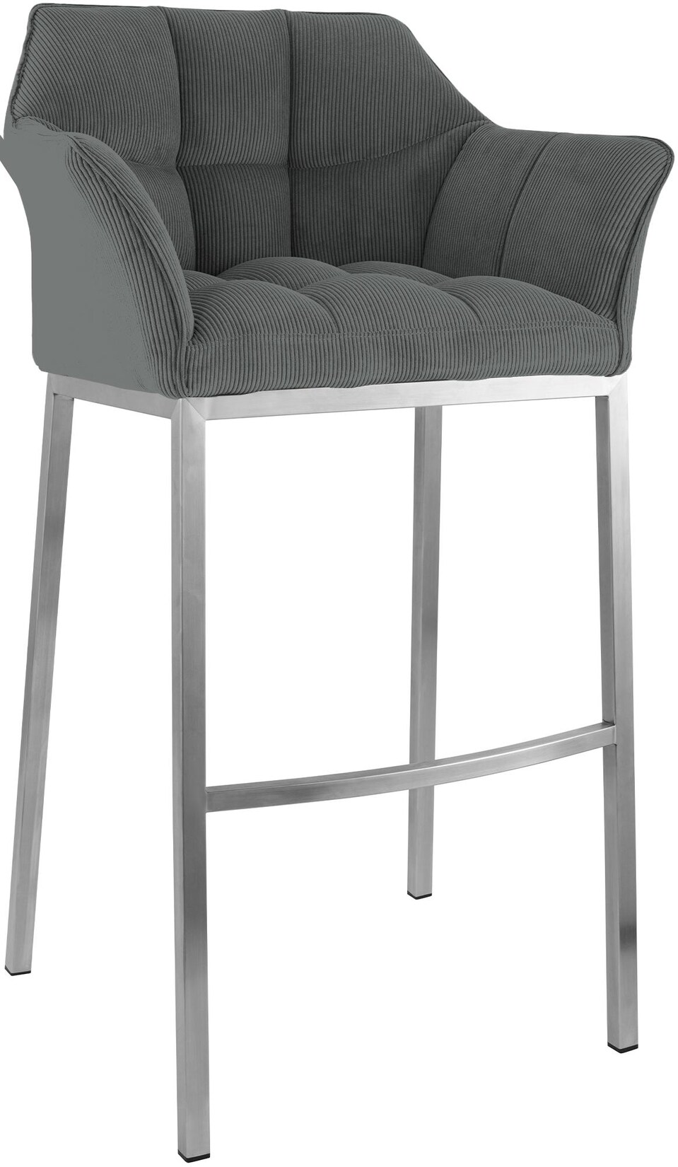 CLP Barhocker Damaso E Cord mit 4-Fuß Gestell Farbe: grau, Gestell Farbe: edelstahl