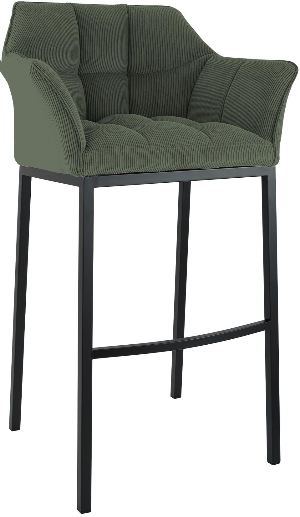 CLP Barhocker Damaso B Cord mit 4-Fuß Gestell Farbe: grün, Gestell Farbe: schwarz
