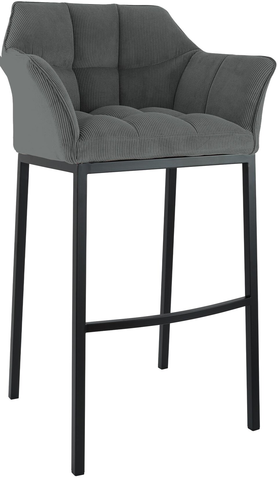 CLP Barhocker Damaso B Cord mit 4-Fuß Gestell Farbe: grau, Gestell Farbe: schwarz