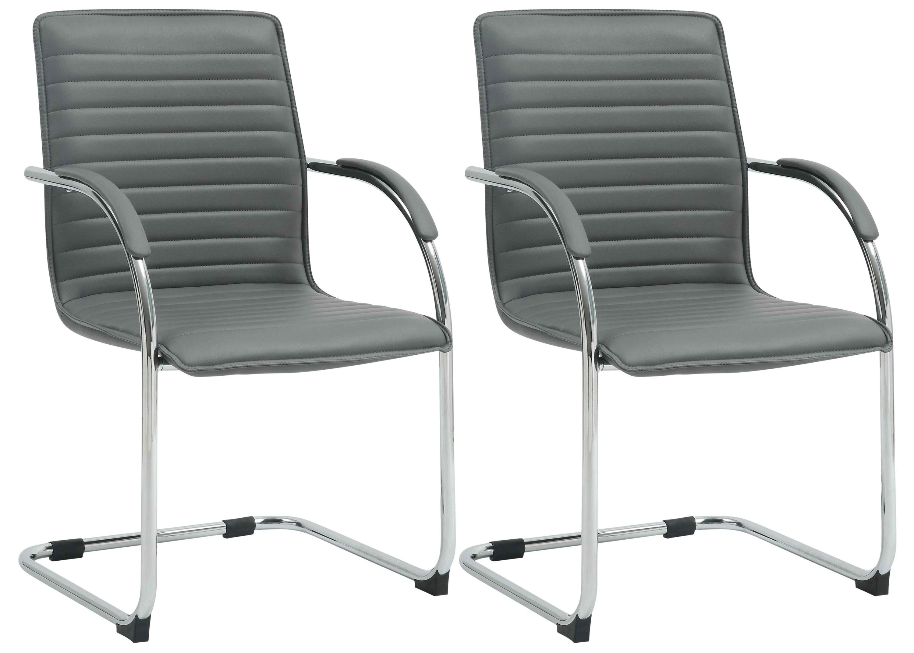 CLP 2er Set Besucherst&uuml;hle Tira Kunstleder I Freischwinger Mit Gepolsterter Sitzfl&auml;che 