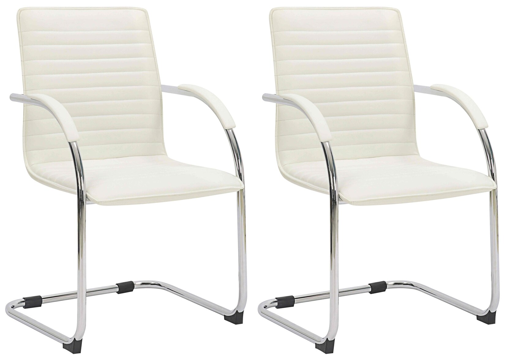 CLP 2er Set Besucherstühle Tira Kunstleder Farbe: creme