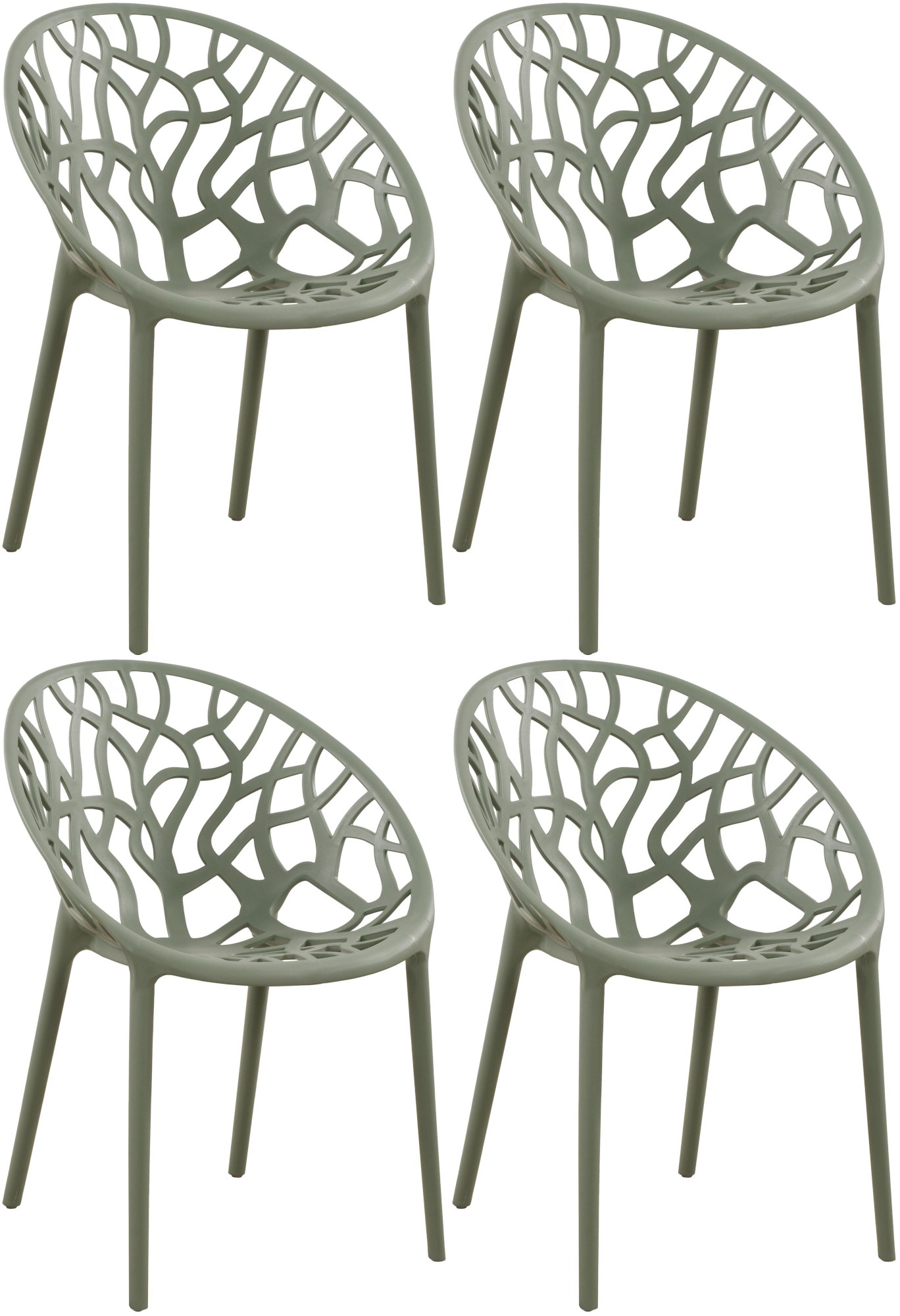 CLP Gartenstuhl 4er Set, stapelbar und wetterfest, modern mit nicht verstellbaren Armlehnen, Gestell Kunststoff, Hope 