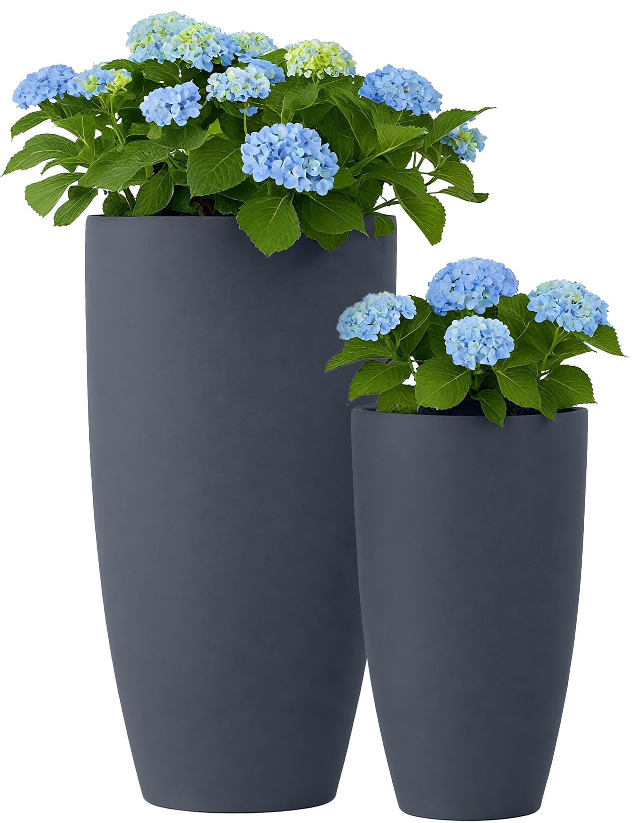 Pflanzkübel groß, 2er Set für außen und innen, Outdoor XXL Blumenkübel rund, wetterbeständig frostsicher in Steinoptik, winterfest