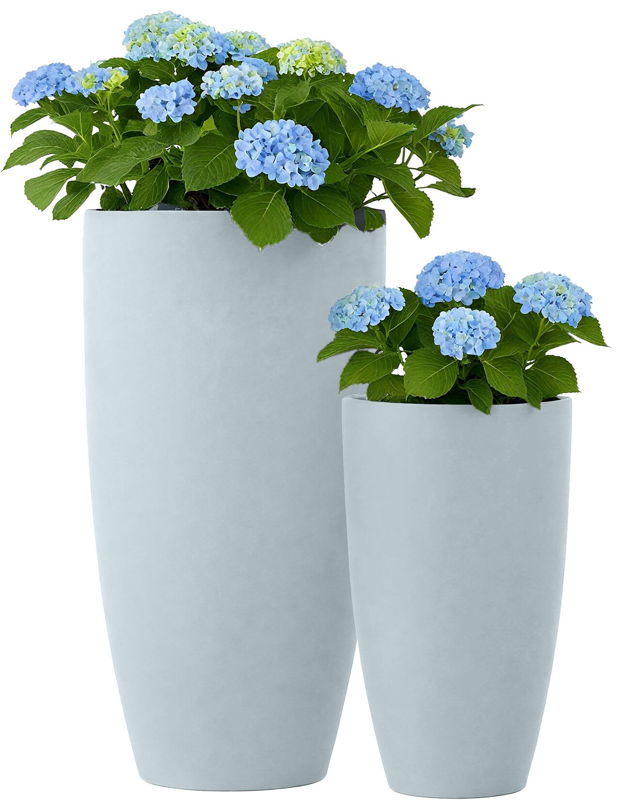 Pflanzkübel groß, 2er Set für außen und innen, Outdoor XXL Blumenkübel rund, wetterbeständig frostsicher in Steinoptik, winterfest