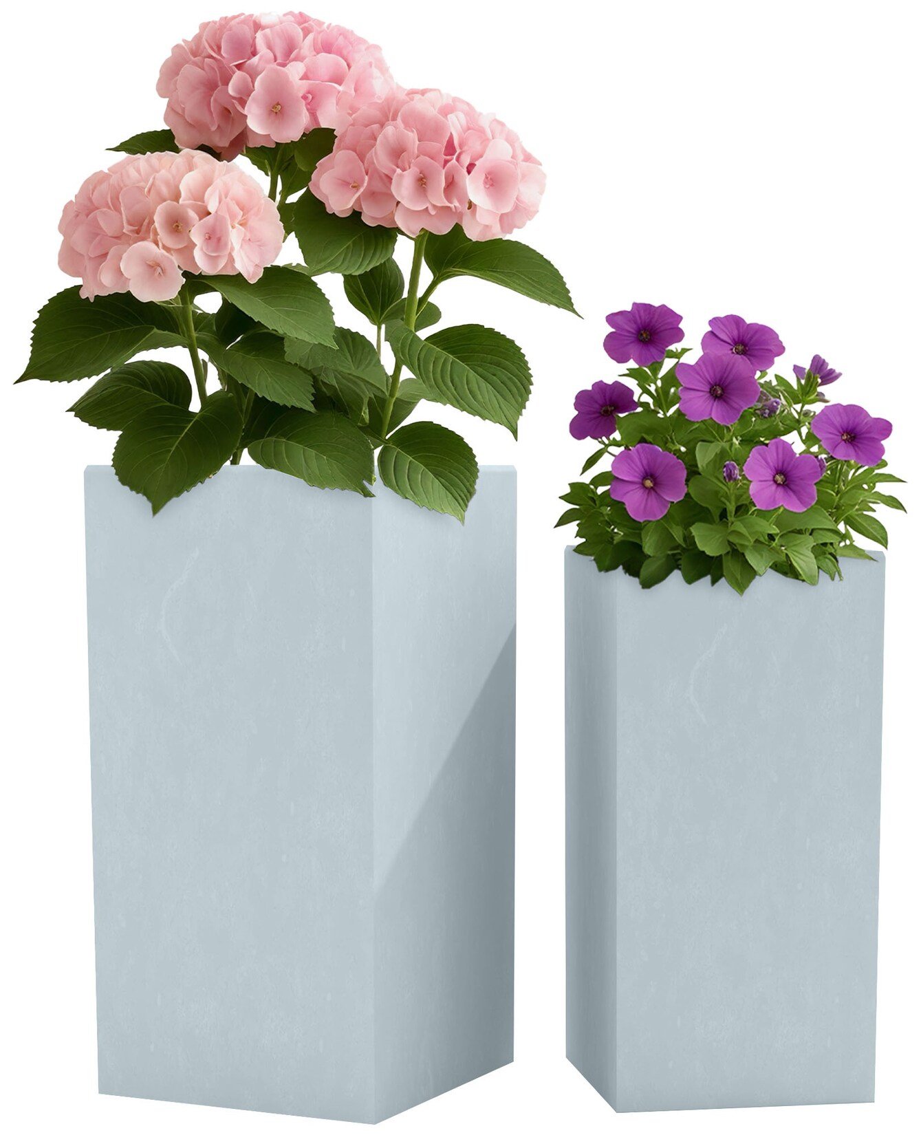 Pflanzkübel groß, 2er Set für außen und innen, Outdoor XXL Blumenkübel eckig, wetterbeständig frostsicher in Steinoptik, winterfest
