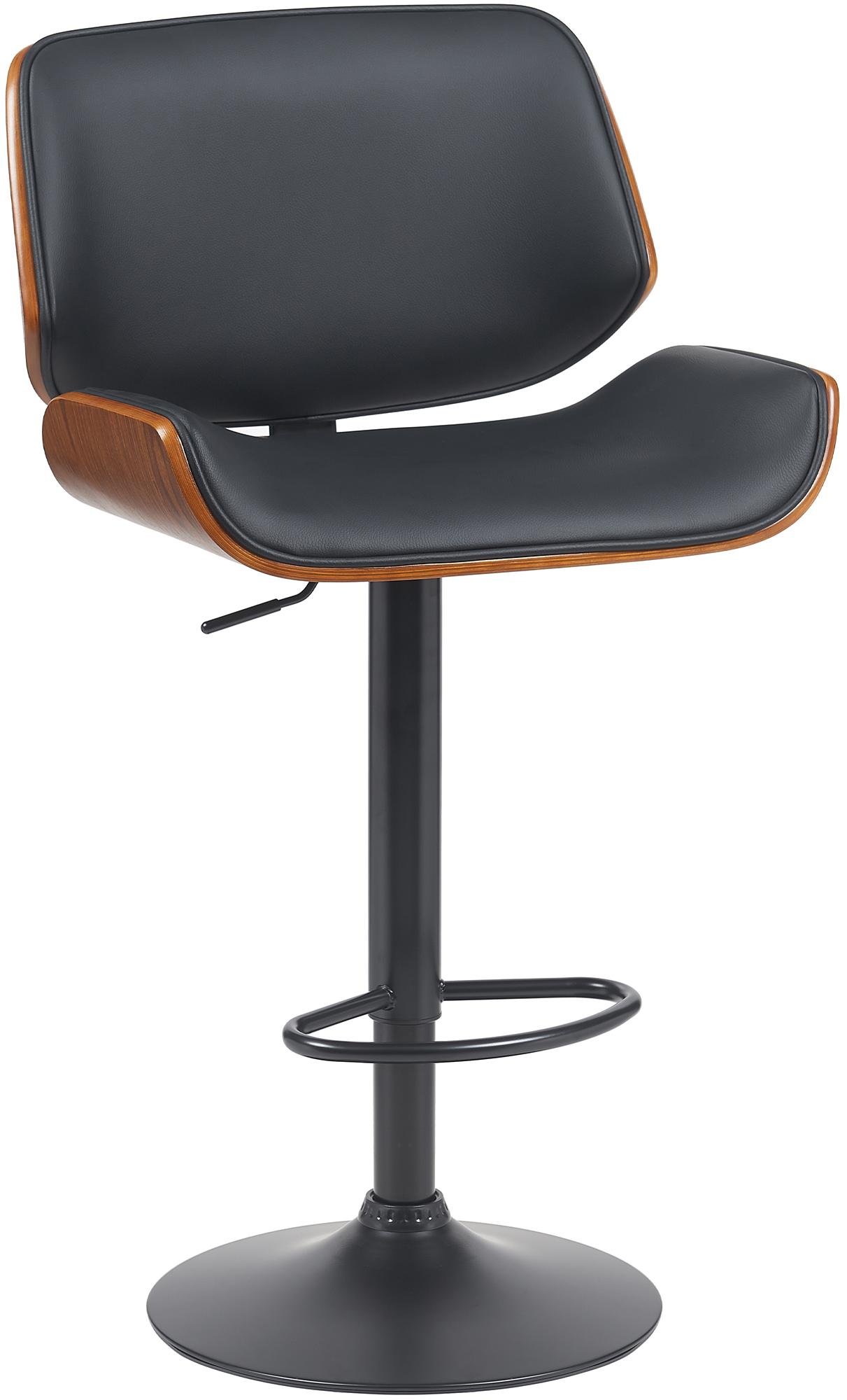 CLP Barhocker Beverley Kunstleder, Barstuhl mit Lehne h&ouml;henverstellbar und drehbar, Tresenstuhl aus Holz, mit Fu&szlig;st&uuml;tze 