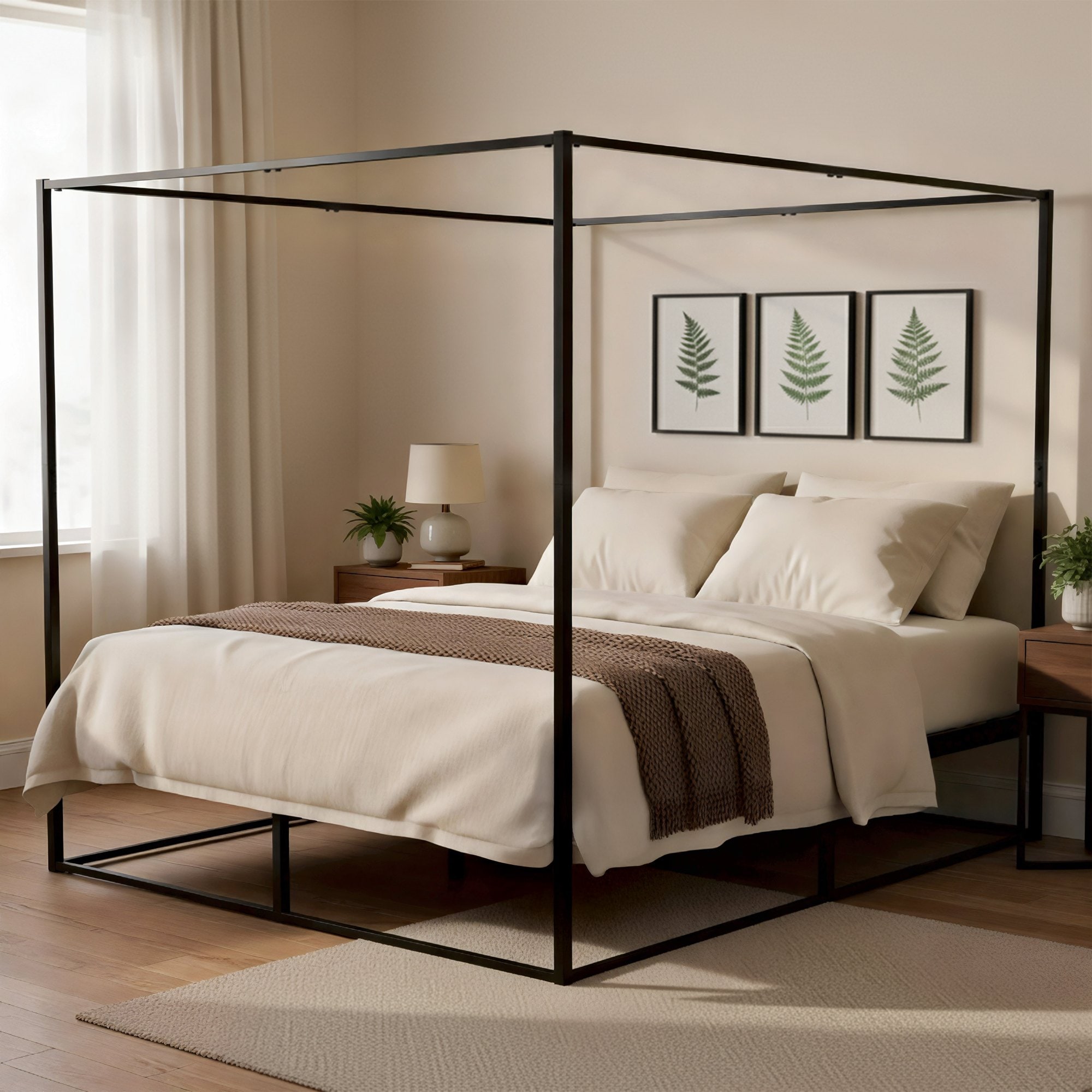 CLP Himmelbett Gestell Batoni, Doppelbett f&uuml;r Erwachsene, Bettgestell und Lattenrost aus Metall, Metallbett stabil 