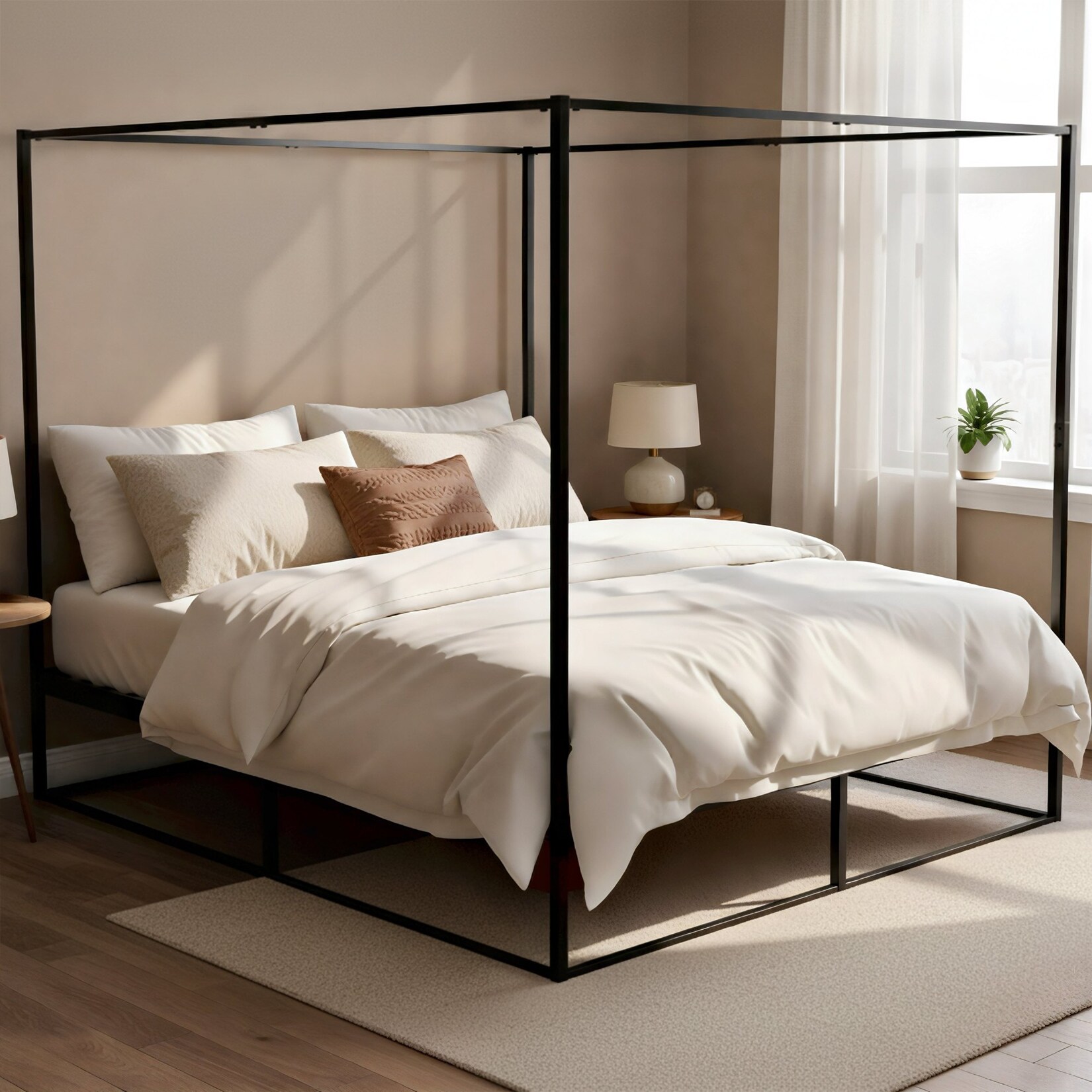 CLP Himmelbett Gestell Batoni, Doppelbett für Erwachsene, Bettgestell und Lattenrost aus Metall, Metallbett stabil