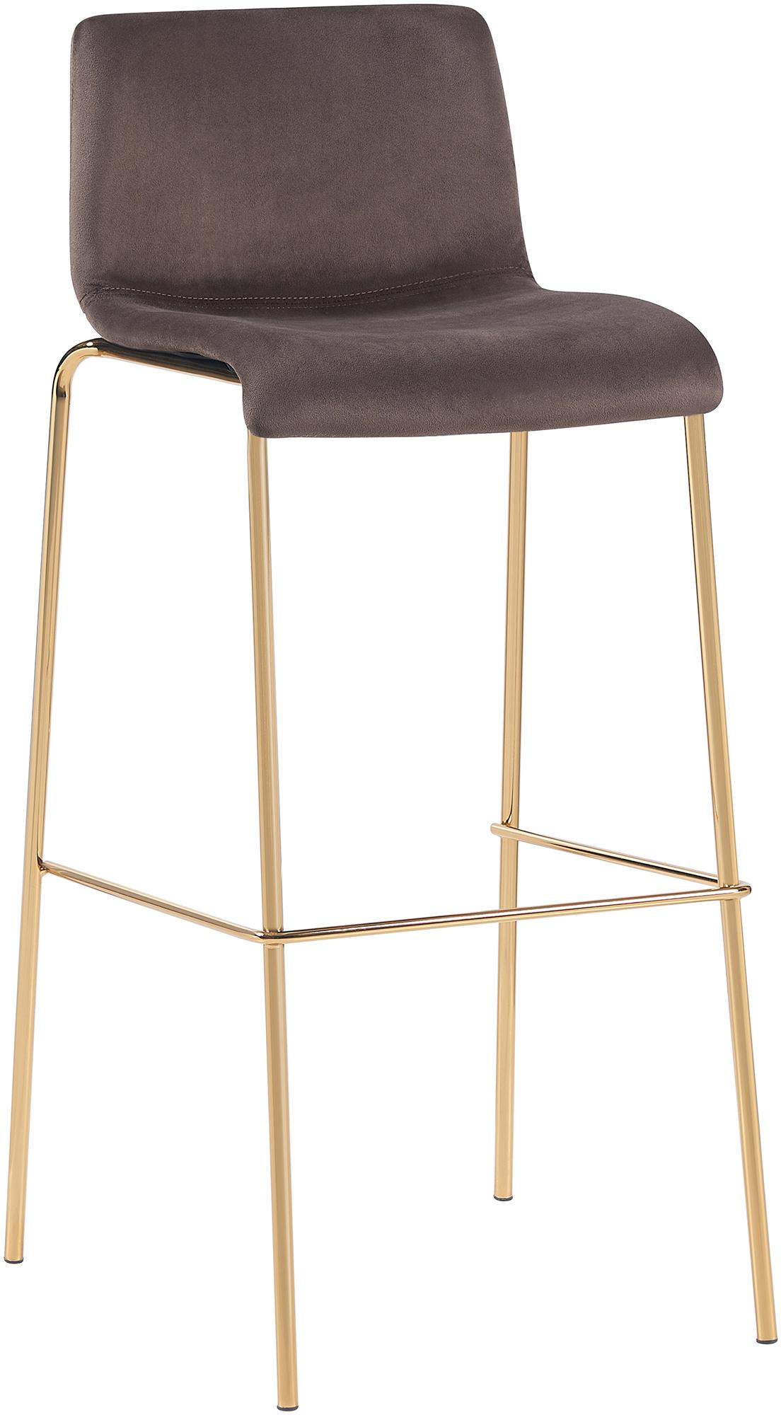 CLP Barhocker Hoover Samtbezug I Barstuhl mit R&uuml;ckenlehne und Fu&szlig;st&uuml;tze I Tresenstuhl mit Metallgestell in Gold-Optik 