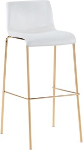 CLP Barhocker Hoover Samtbezug I Barstuhl mit Rückenlehne und Fußstütze I Tresenstuhl mit Metallgestell in Gold-Optik 