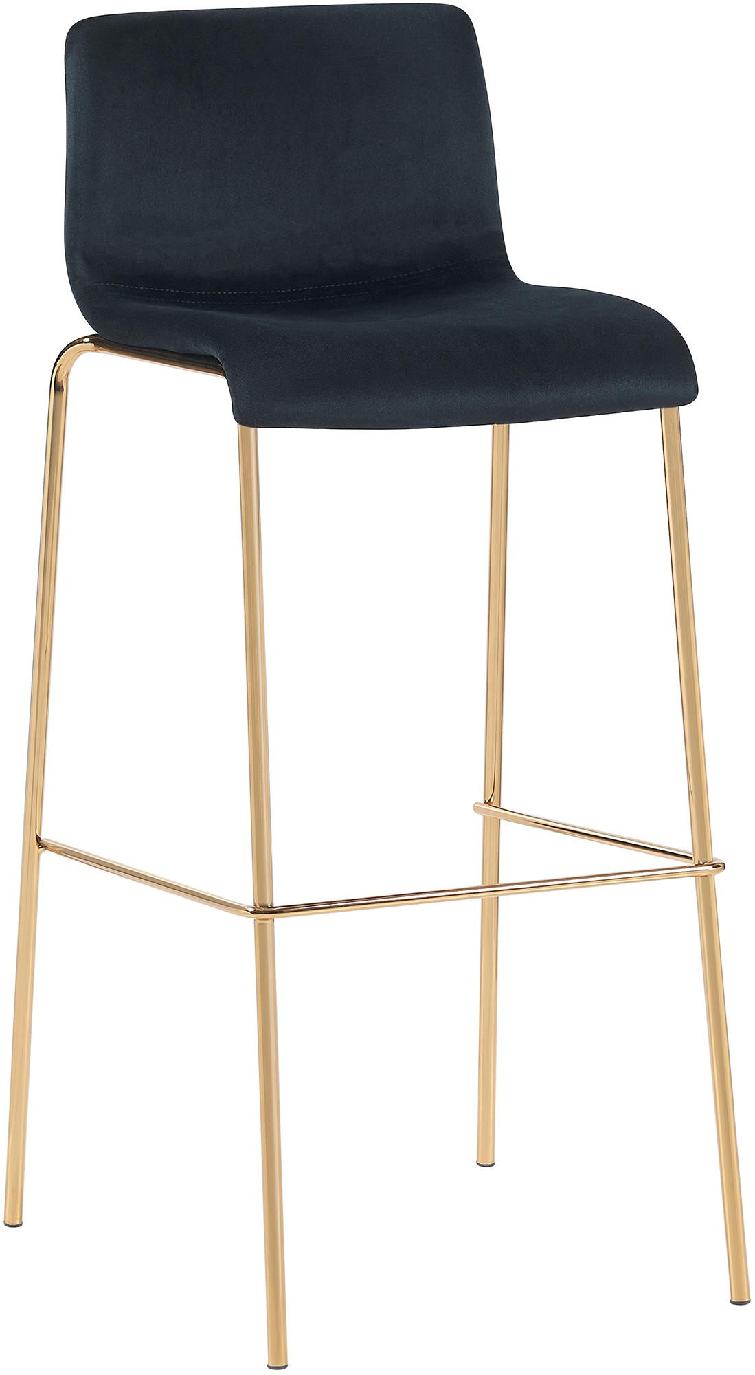 CLP Barhocker Hoover Samtbezug I Barstuhl mit R&uuml;ckenlehne und Fu&szlig;st&uuml;tze I Tresenstuhl mit Metallgestell in Gold-Optik 