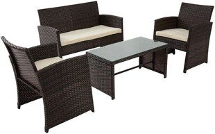 CLP Polyrattan Sitzgruppe Toruba, Lounge-Set outdoor wetterfest, aus PE-Rattan, mit Tisch Sesseln Sofa und Sitzkissen, Gartenmöbel-Set 