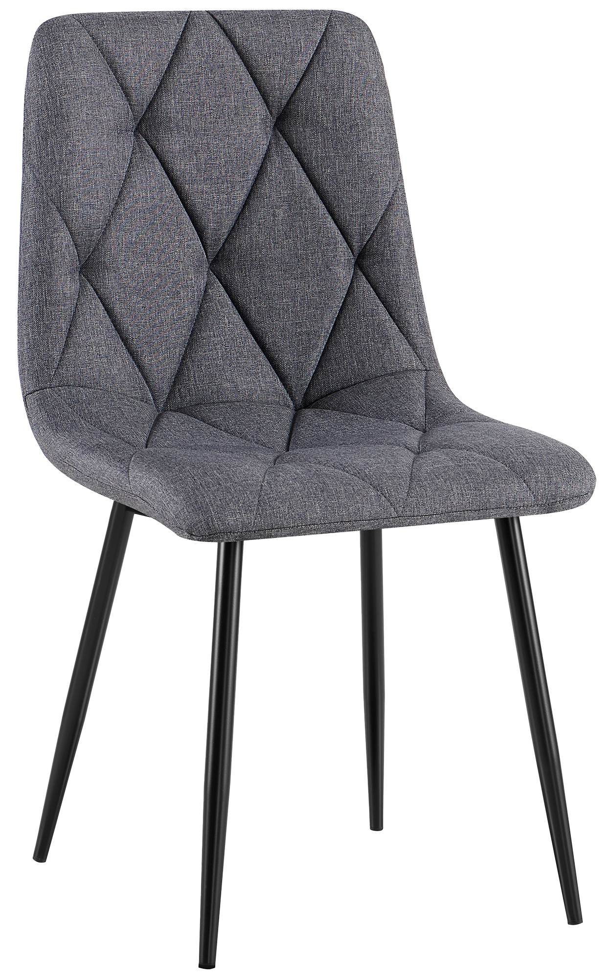 CLP Esszimmerstuhl gepolstert Clairton, K&uuml;chenstuhl mit gestepptem Bezug, mit schwarzem Metallgestell, bis 150 kg belastbar 