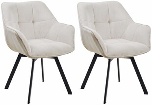 CLP Esszimmerstuhl 2er Set ergonomisch Jordi Cord, drehbar mit Armlehnen, Polstersessel, 4-Fuß-Metallgestell, bis 150 kg, mit Bodenschonern 