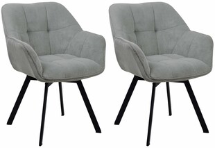 CLP Esszimmerstuhl 2er Set ergonomisch Jordi Cord, drehbar mit Armlehnen, Polstersessel, 4-Fuß-Metallgestell, bis 150 kg, mit Bodenschonern 