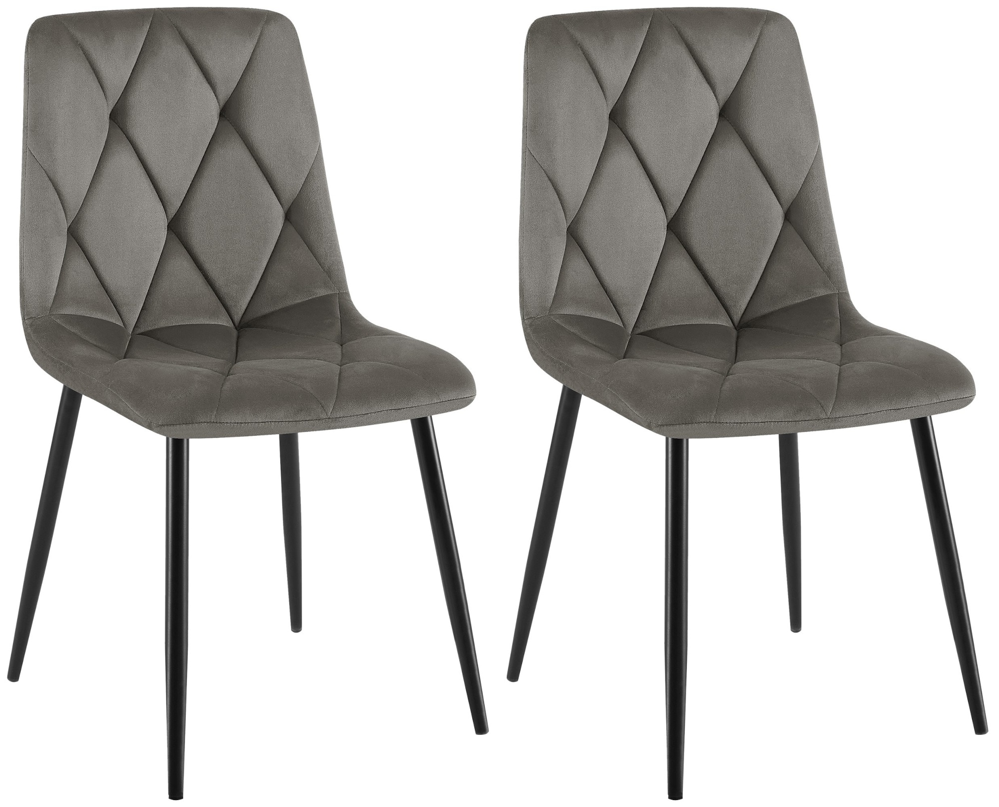 CLP Esszimmerstuhl 2er Set Clairton, K&uuml;chenstuhl gepolstert mit gestepptem Bezug, mit schwarzem Metallgestell, bis 150 kg belastbar 