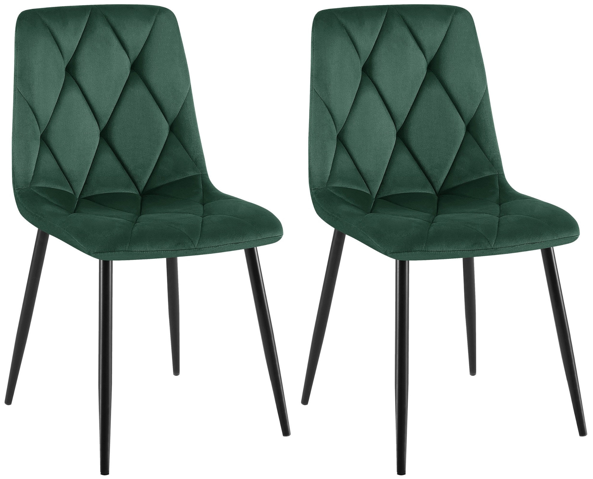 CLP Esszimmerstuhl 2er Set Clairton, K&uuml;chenstuhl gepolstert mit gestepptem Bezug, mit schwarzem Metallgestell, bis 150 kg belastbar 