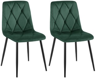 CLP Esszimmerstuhl 2er Set Clairton, Küchenstuhl gepolstert mit gestepptem Bezug, mit schwarzem Metallgestell, bis 150 kg belastbar 