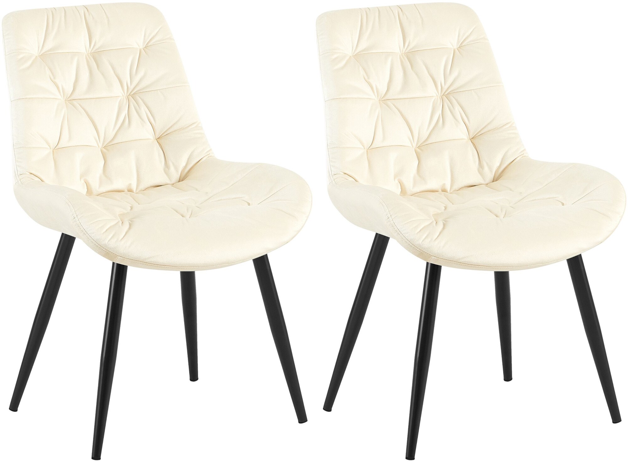 CLP 2er Set Esszimmerstuhl Rossford Samt I Stuhl mit Lehne I Sessel mit Bodenschonern I Bis 150 kg belastbar 