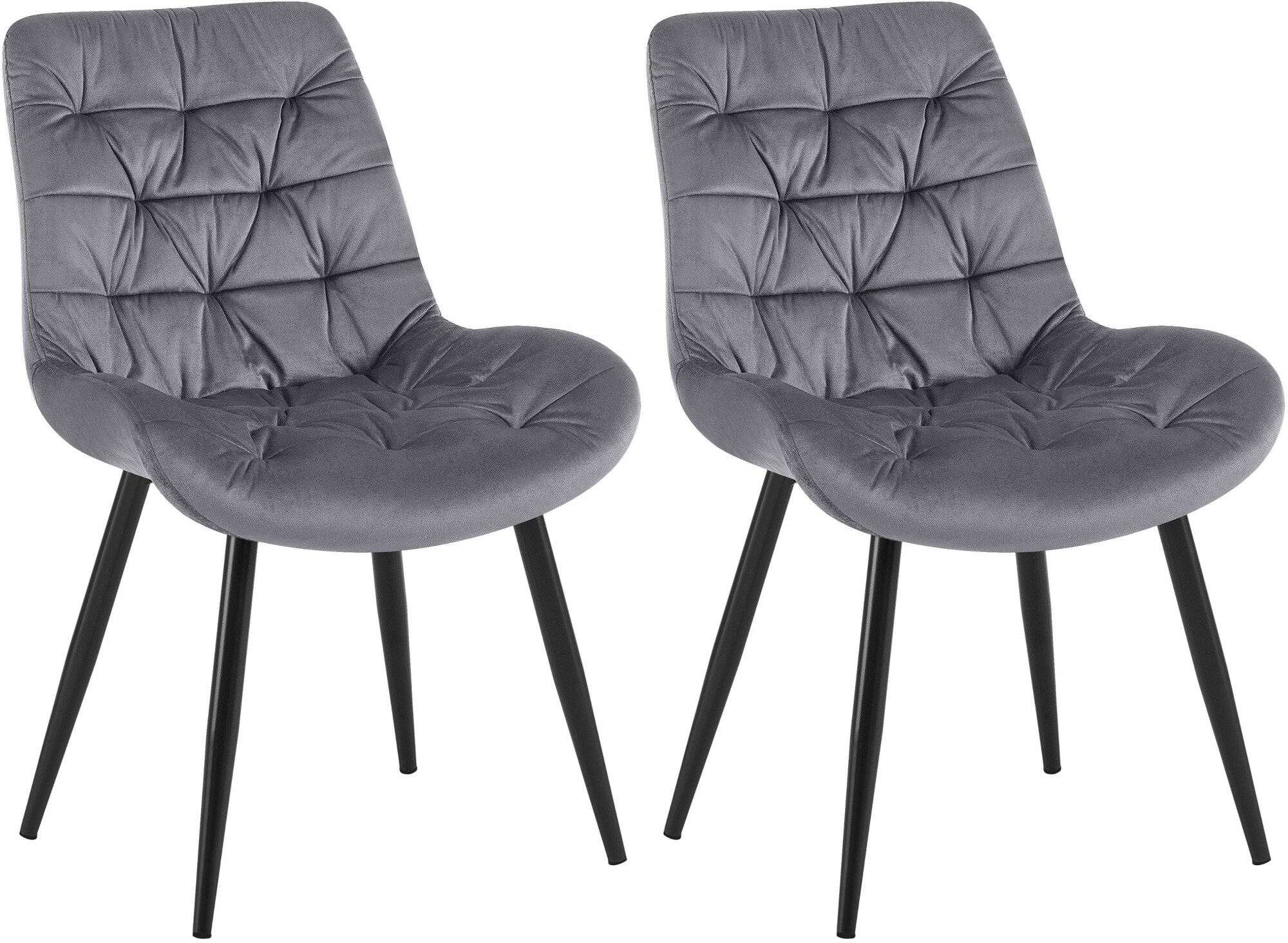 CLP 2er Set Esszimmerstuhl Rossford Samt I Stuhl mit Lehne I Sessel mit Bodenschonern I Bis 150 kg belastbar 