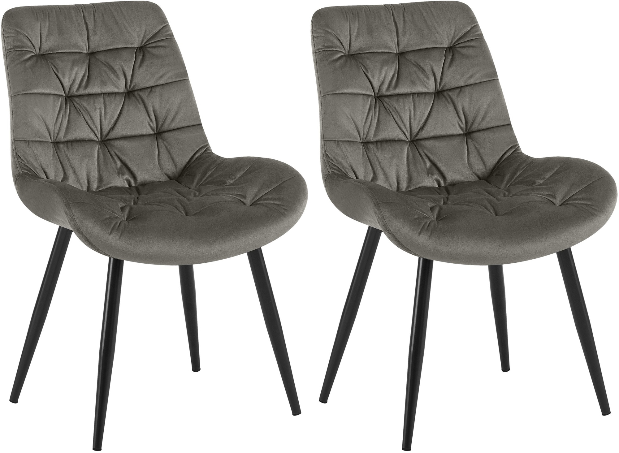 CLP 2er Set Esszimmerstuhl Rossford Samt I Stuhl mit Lehne I Sessel mit Bodenschonern I Bis 150 kg belastbar 