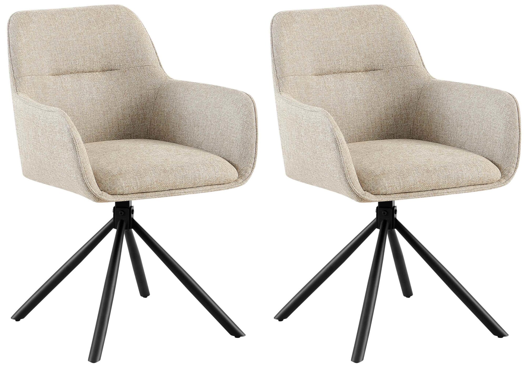 CLP 2er Set Stuhl Tipton Stoffbezug I Schwenkbarer Esszimmerstuhl mit Stoffbezug I Polsterstuhl mit R&uuml;ckenlehne I Sessel 