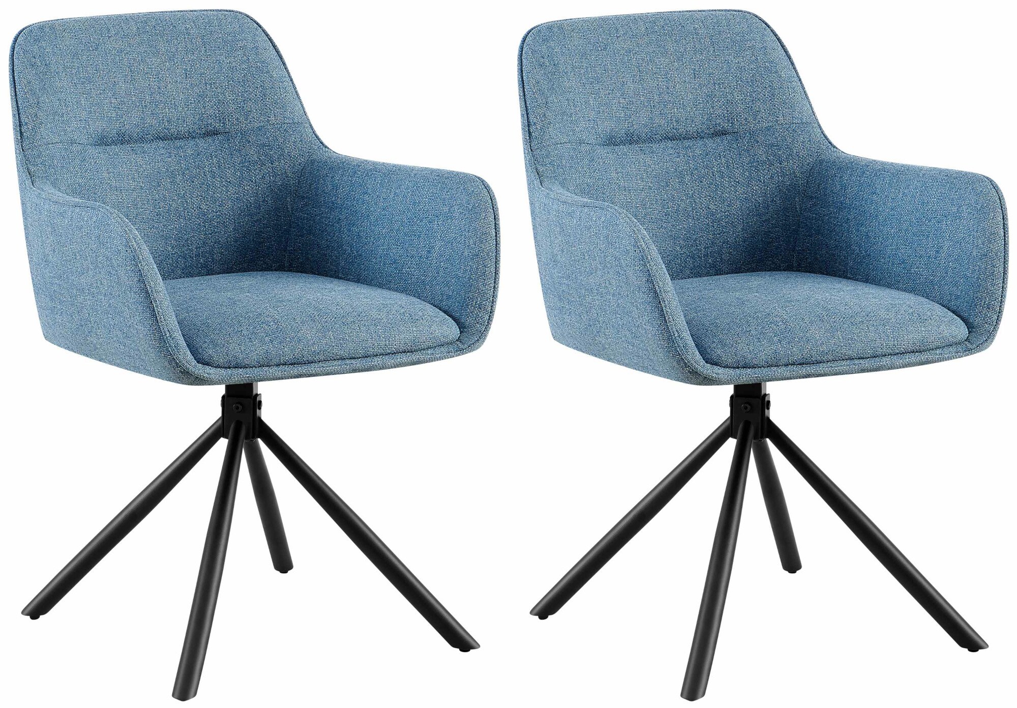 CLP 2er Set Stuhl Tipton Stoffbezug I Schwenkbarer Esszimmerstuhl mit Stoffbezug I Polsterstuhl mit R&uuml;ckenlehne I Sessel 