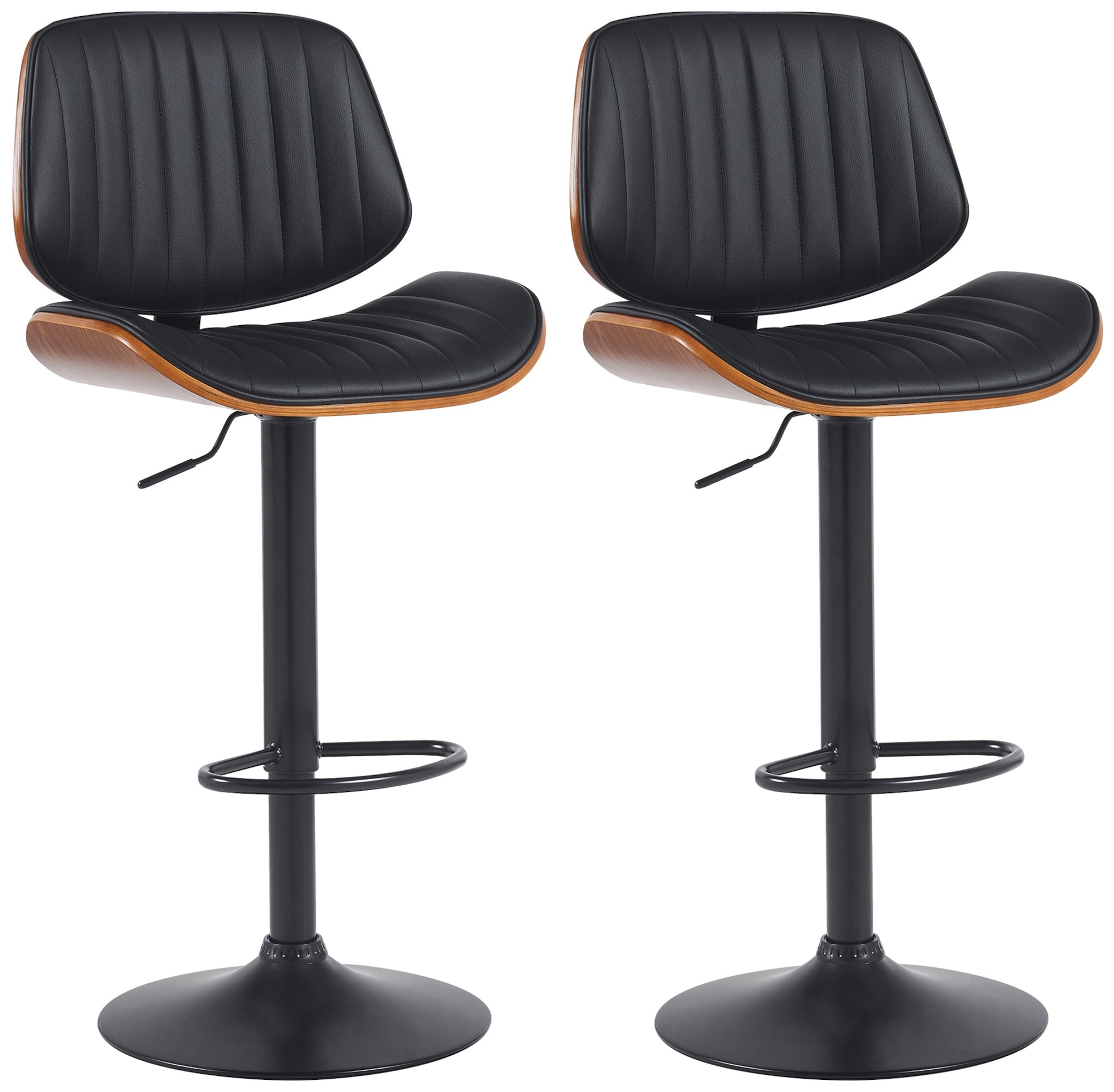 CLP 2er Set Barhocker Clawson Kunstlederbezug I Barstuhl mit Bugholzrahmen h&ouml;henverstellbar und drehbar I mit R&uuml;ckenlehne und Fu&szlig;st&uuml;tze 