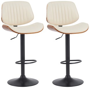 CLP 2er Set Barhocker Clawson Kunstlederbezug I Barstuhl mit Bugholzrahmen höhenverstellbar und drehbar I mit Rückenlehne und Fußstütze 