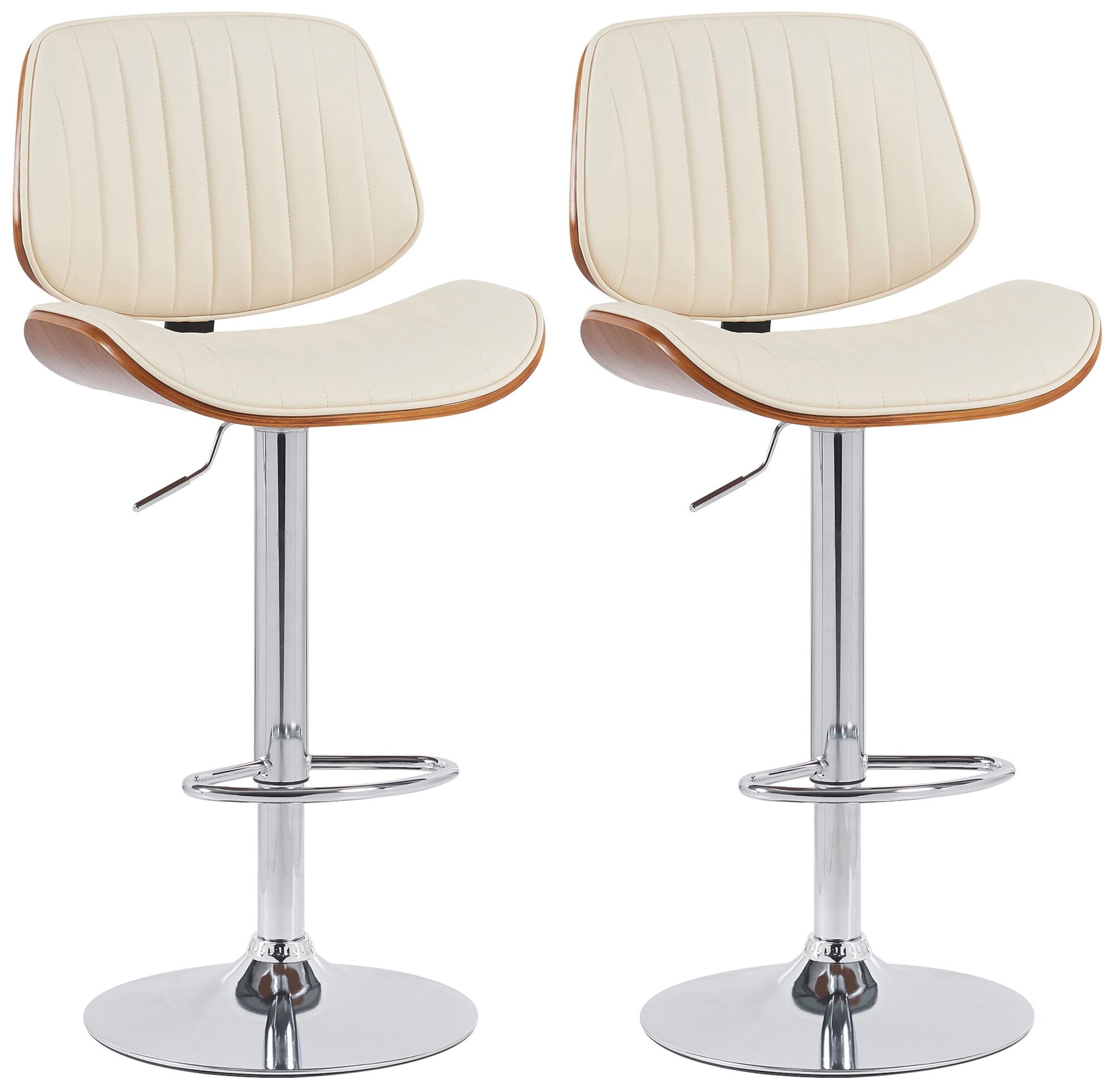 CLP 2er Set Barhocker Clawson Kunstlederbezug I Barstuhl mit Bugholzrahmen h&ouml;henverstellbar und drehbar I mit R&uuml;ckenlehne und Fu&szlig;st&uuml;tze 