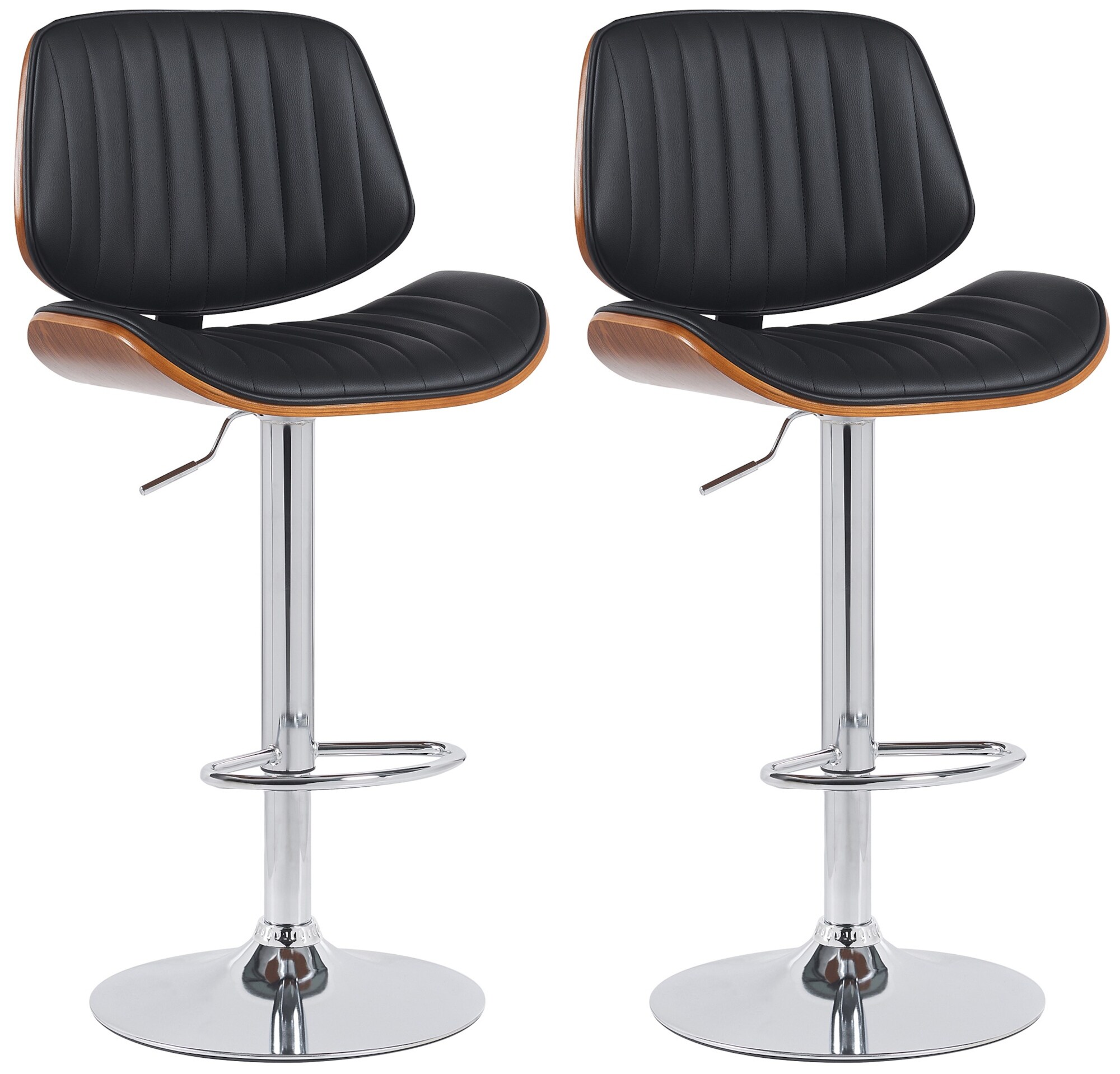CLP 2er Set Barhocker Clawson Kunstlederbezug I Barstuhl mit Bugholzrahmen h&ouml;henverstellbar und drehbar I mit R&uuml;ckenlehne und Fu&szlig;st&uuml;tze 