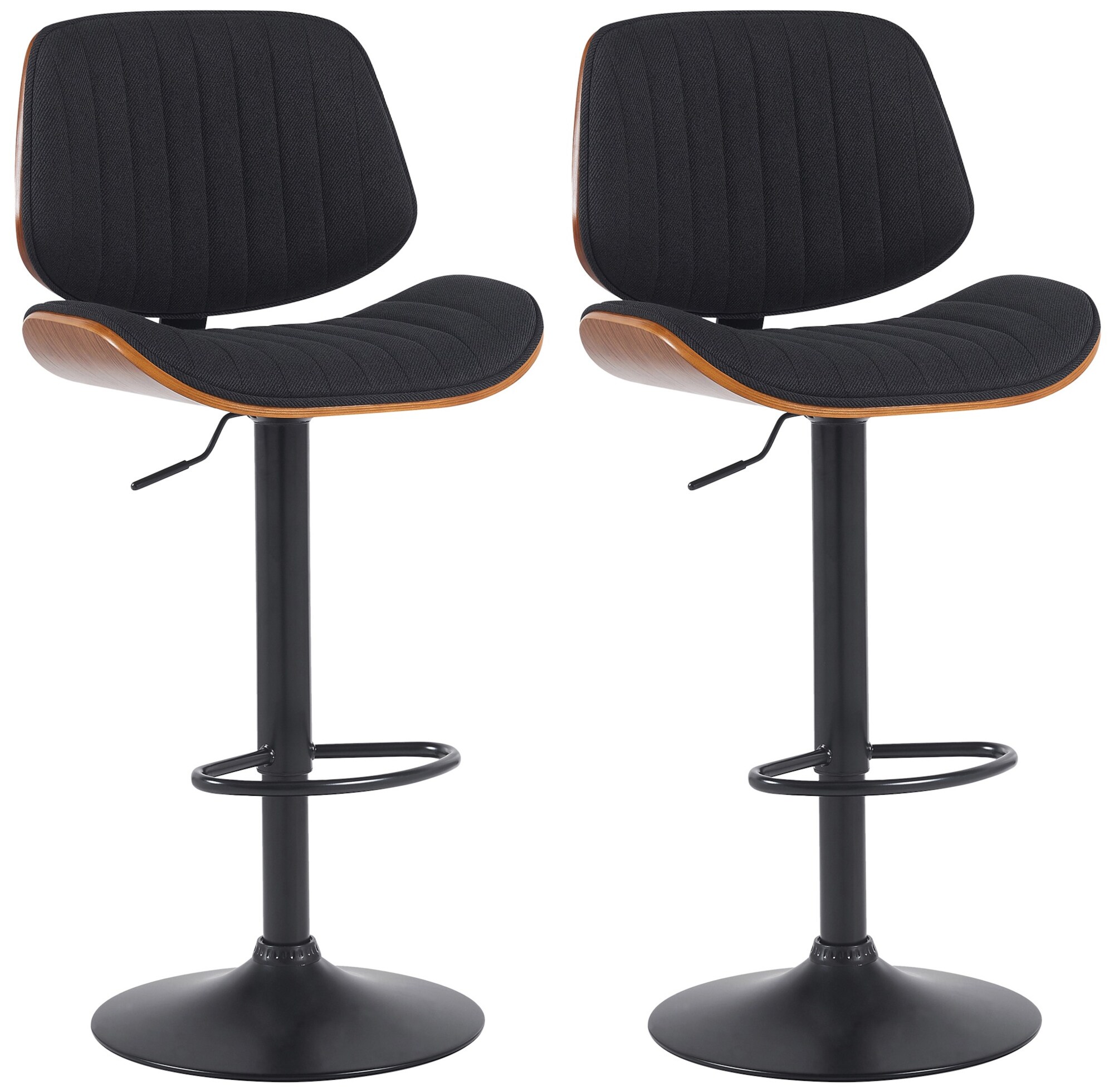 CLP 2er Set Barhocker Clawson Stoffbezug I Barstuhl mit Bugholzrahmen h&ouml;henverstellbar und drehbar I mit R&uuml;ckenlehne und Fu&szlig;st&uuml;tze 