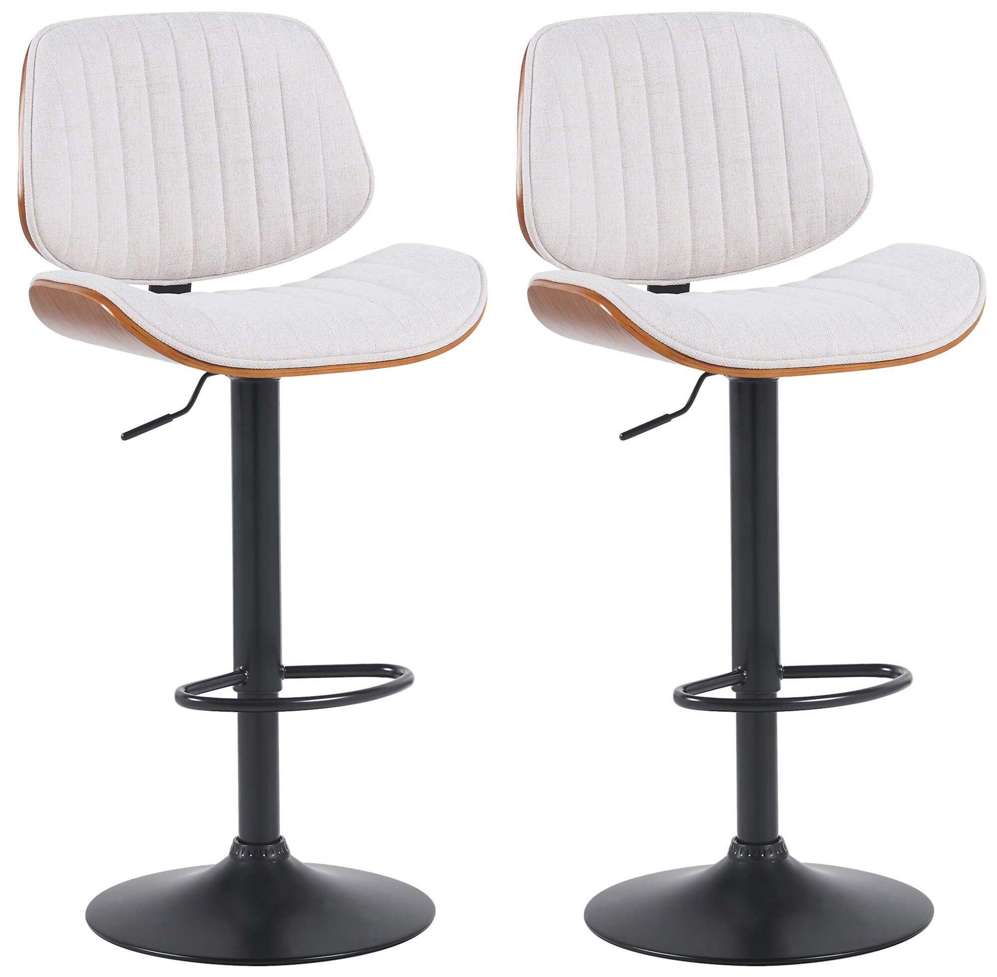 CLP 2er Set Barhocker Clawson Stoffbezug I Barstuhl mit Bugholzrahmen h&ouml;henverstellbar und drehbar I mit R&uuml;ckenlehne und Fu&szlig;st&uuml;tze 