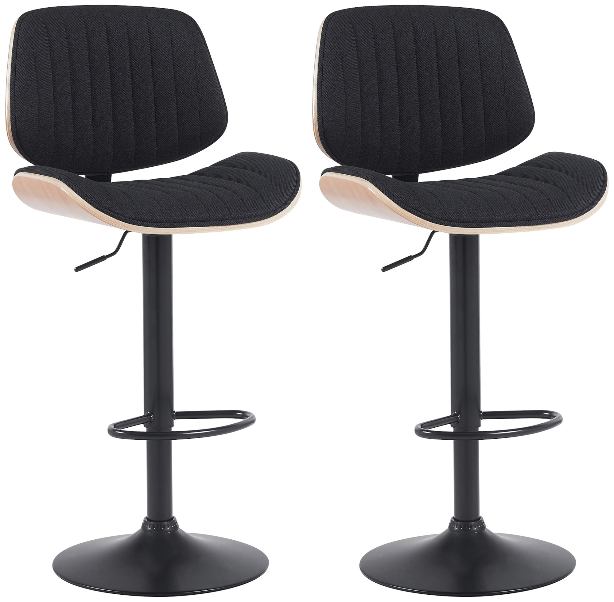 CLP 2er Set Barhocker Clawson Stoffbezug I Barstuhl mit Bugholzrahmen h&ouml;henverstellbar und drehbar I mit R&uuml;ckenlehne und Fu&szlig;st&uuml;tze 