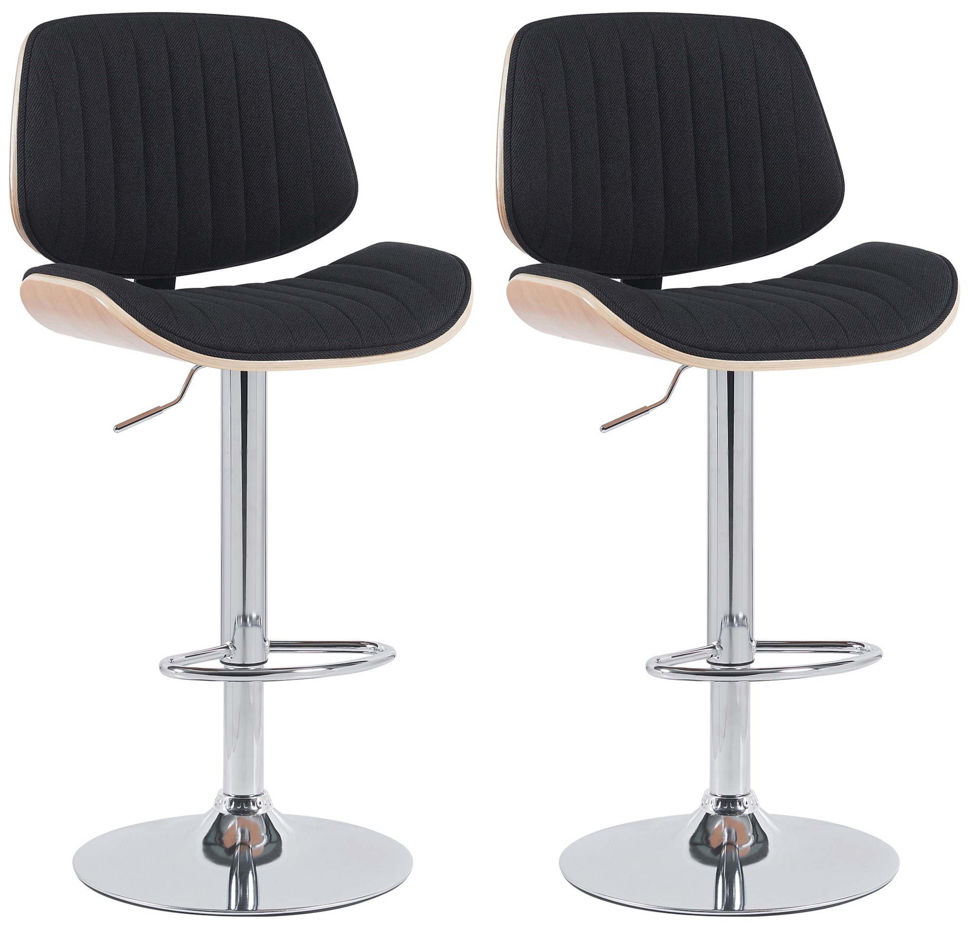 CLP 2er Set Barhocker Clawson Stoffbezug I Barstuhl mit Bugholzrahmen h&ouml;henverstellbar und drehbar I mit R&uuml;ckenlehne und Fu&szlig;st&uuml;tze 