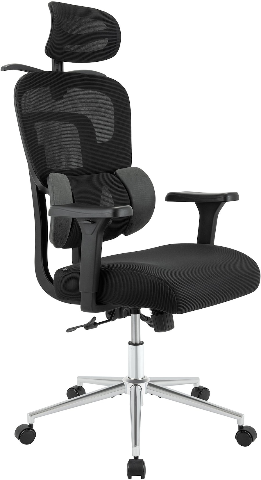 CLP Bürostuhl ergonomisch mit Kopfstütze Lothenda, Schreibtischstuhl höhenverstellbar Lordosenstütze 3D-Armlehnen, Drehstuhl bis 150 kg