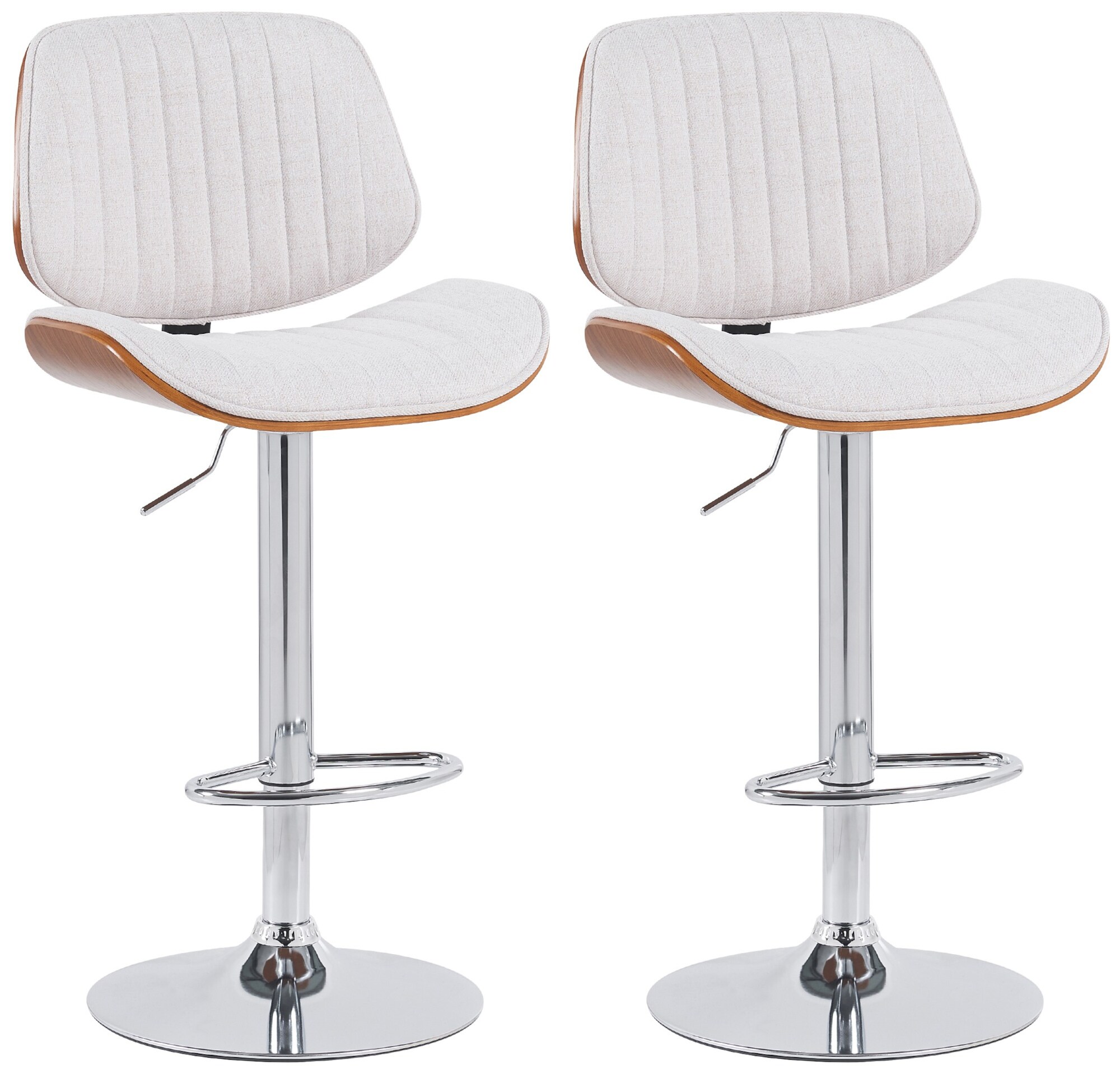 CLP 2er Set Barhocker Clawson Stoffbezug I Barstuhl mit Bugholzrahmen h&ouml;henverstellbar und drehbar I mit R&uuml;ckenlehne und Fu&szlig;st&uuml;tze 