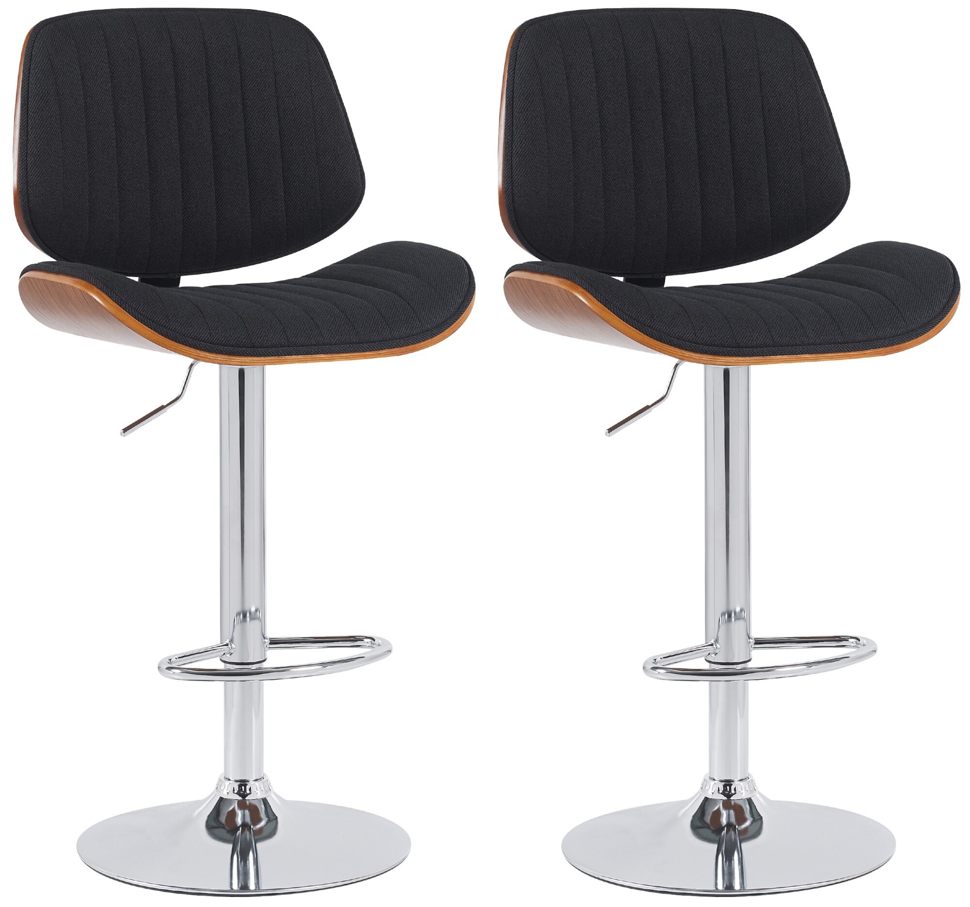 CLP 2er Set Barhocker Clawson Stoffbezug I Barstuhl mit Bugholzrahmen h&ouml;henverstellbar und drehbar I mit R&uuml;ckenlehne und Fu&szlig;st&uuml;tze 