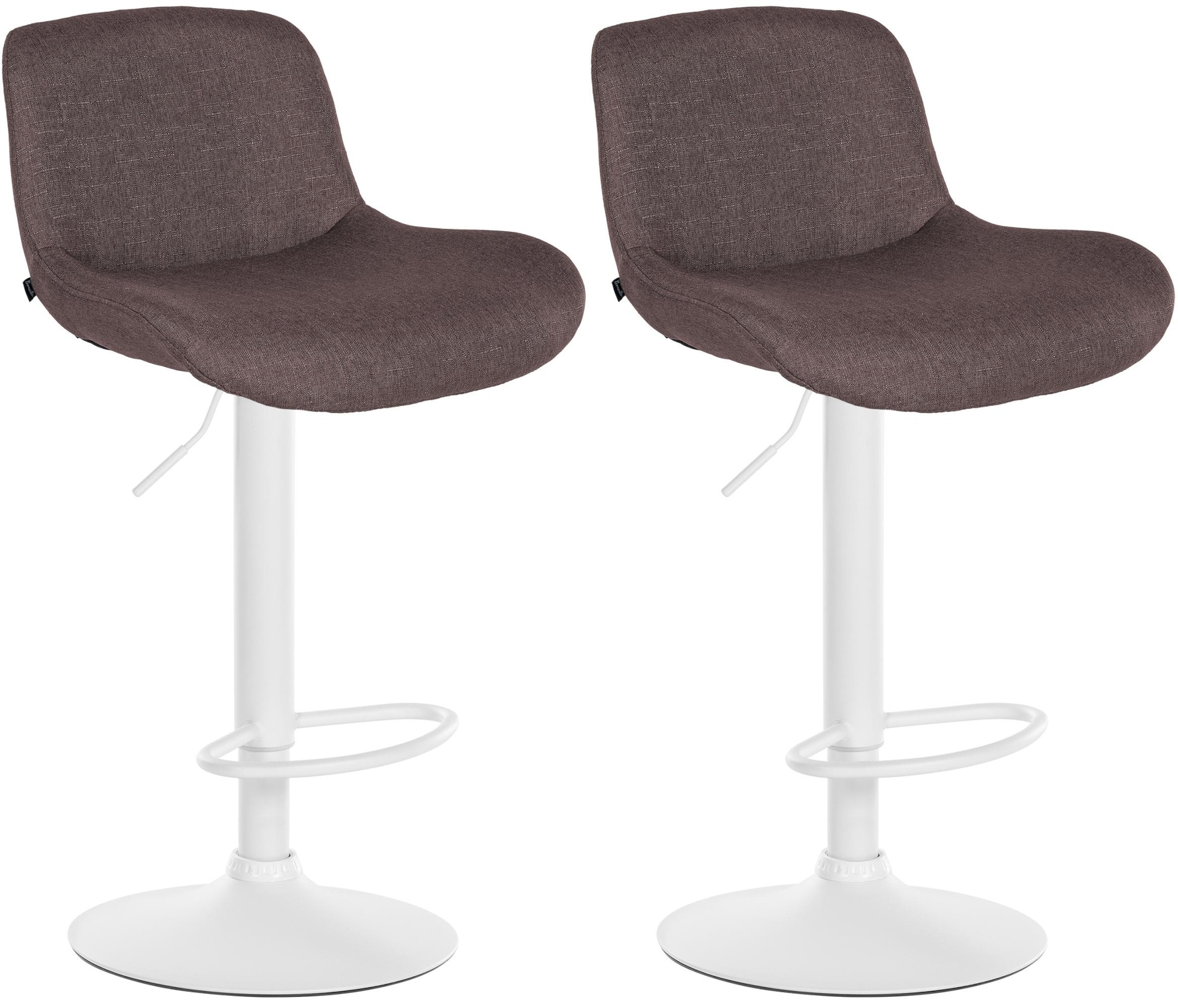 CLP 2er Set Barhocker Solon Wei&szlig; I Samtbezug oder Stoffbezug I Barstuhl h&ouml;henverstellbar und drehbar I gepolsterter Tresenhocker mit R&uuml;ckenlehne 