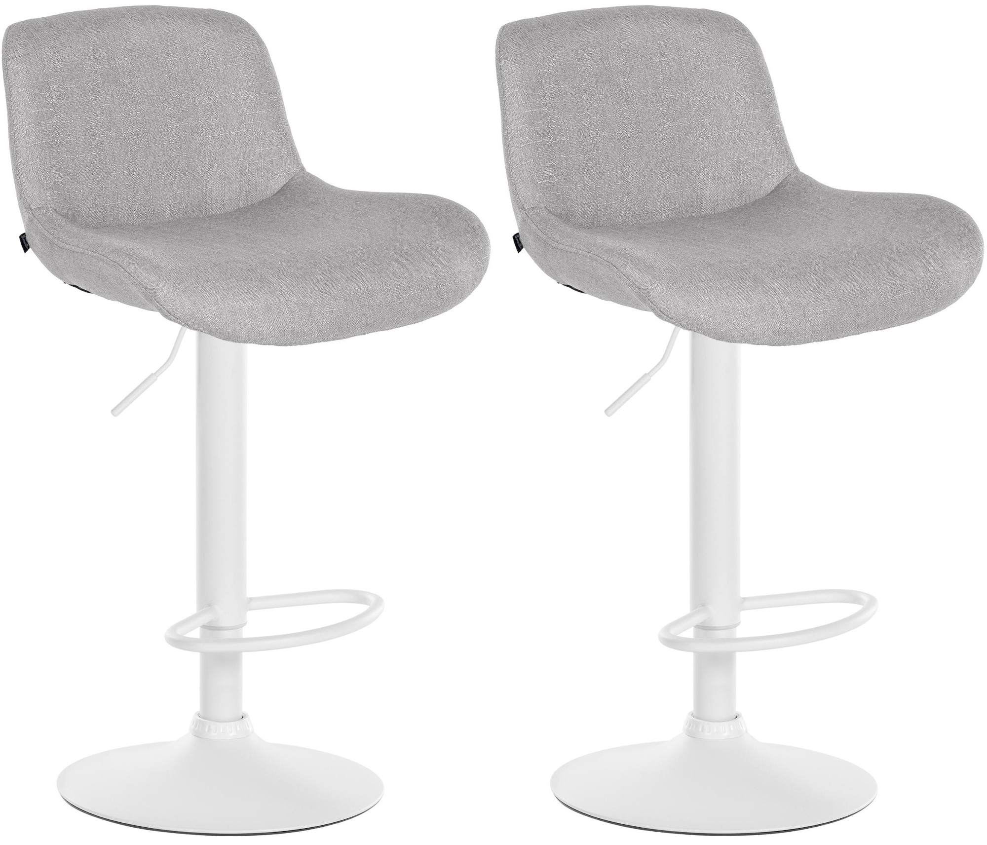 CLP 2er Set Barhocker Solon Wei&szlig; I Samtbezug oder Stoffbezug I Barstuhl h&ouml;henverstellbar und drehbar I gepolsterter Tresenhocker mit R&uuml;ckenlehne 