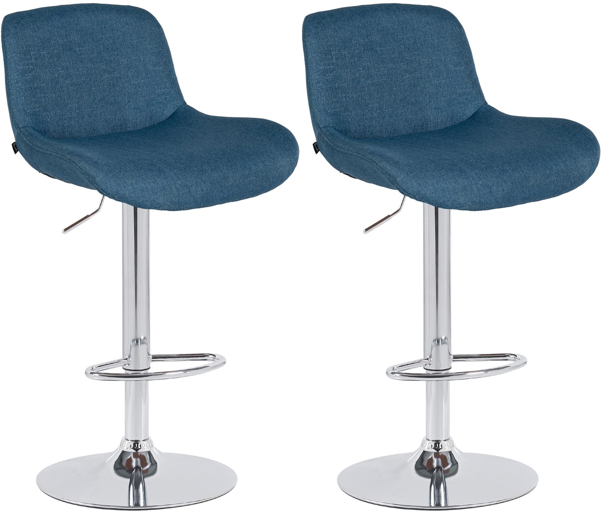 CLP 2er Set Barhocker Solon Chrom I Samtbezug oder Stoffbezug I Barstuhl h&ouml;henverstellbar und drehbar I gepolsterter Tresenhocker mit R&uuml;ckenlehn 