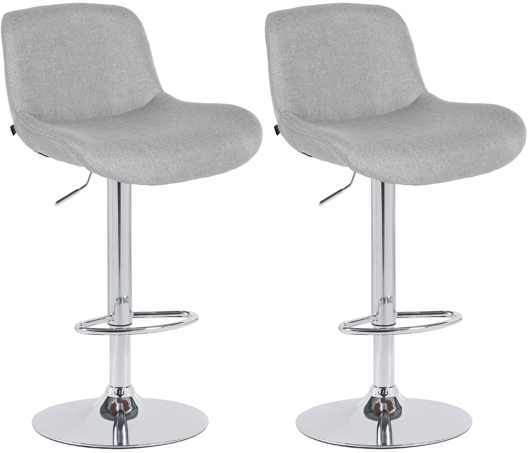 CLP 2er Set Barhocker Solon Chrom I Samtbezug oder Stoffbezug I Barstuhl h&ouml;henverstellbar und drehbar I gepolsterter Tresenhocker mit R&uuml;ckenlehn 