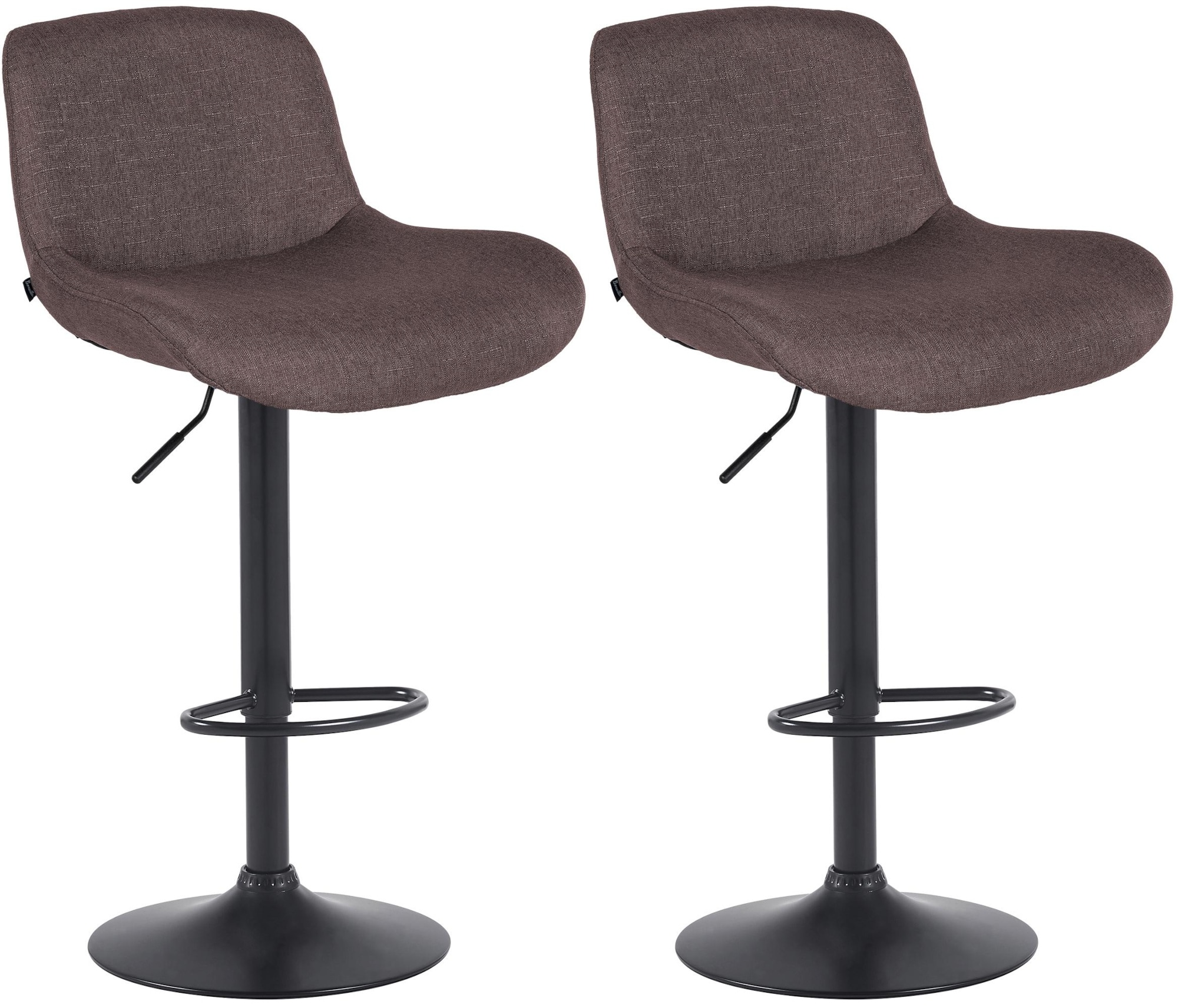 CLP 2er Set Barhocker Solon Schwarz I Samtbezug oder Stoffbezug I Barstuhl h&ouml;henverstellbar und drehbar I gepolsterter Tresenhocker 