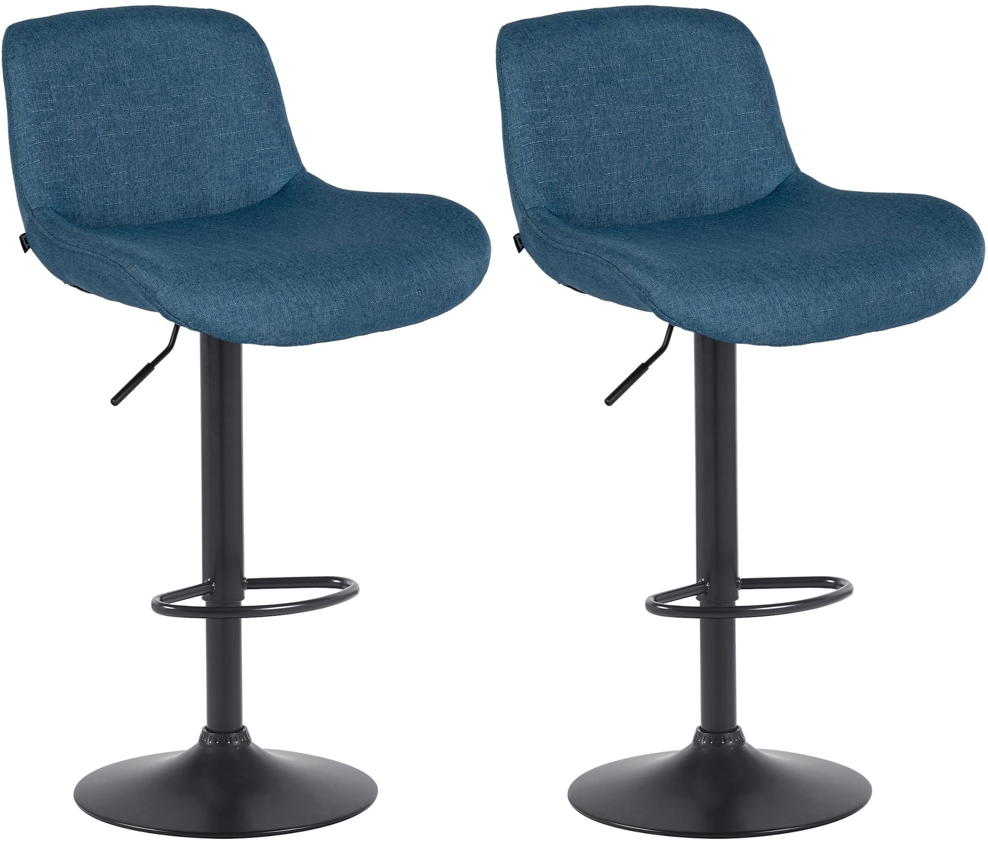 CLP 2er Set Barhocker Solon Schwarz I Samtbezug oder Stoffbezug I Barstuhl h&ouml;henverstellbar und drehbar I gepolsterter Tresenhocker 