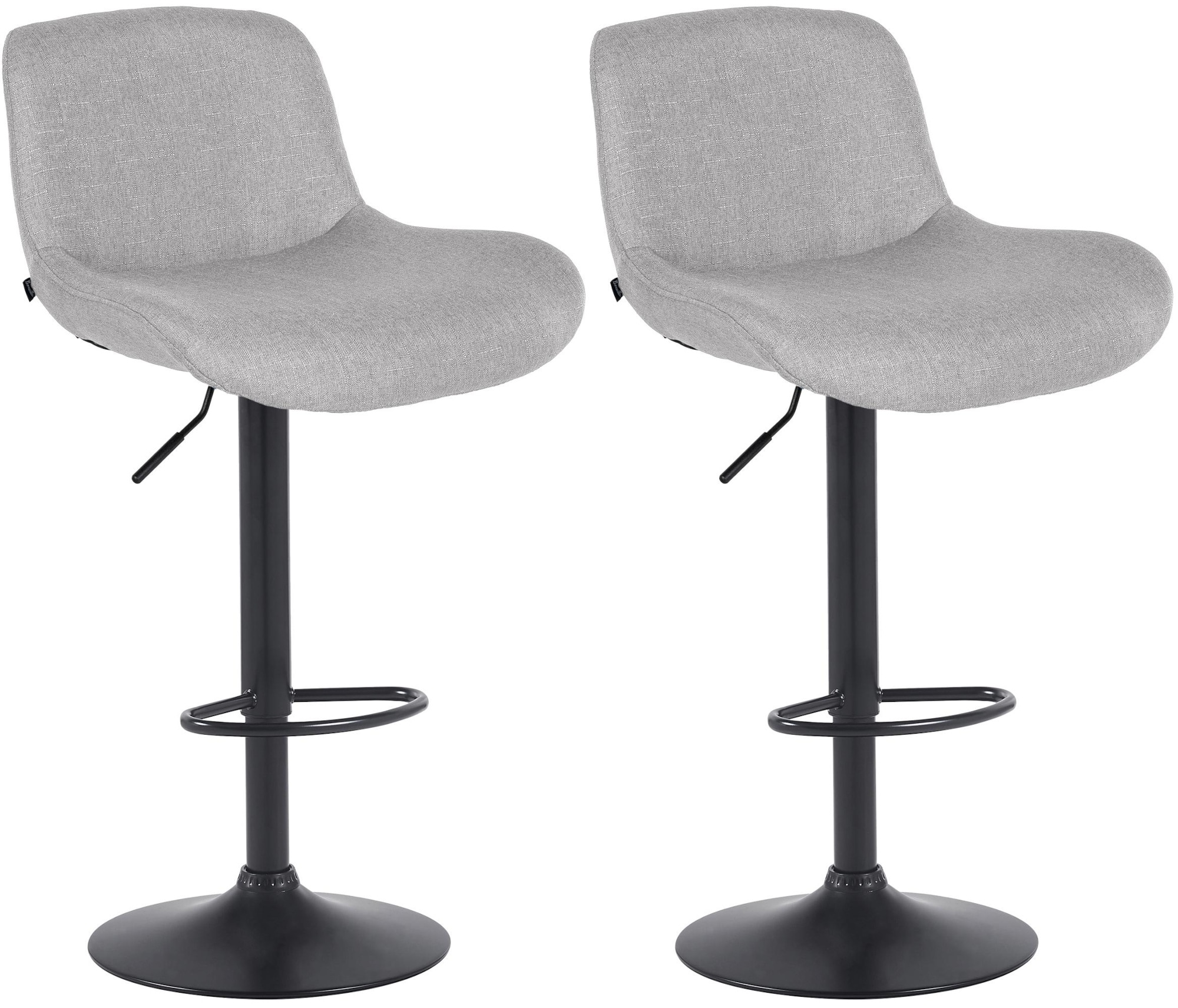CLP 2er Set Barhocker Solon Schwarz I Samtbezug oder Stoffbezug I Barstuhl h&ouml;henverstellbar und drehbar I gepolsterter Tresenhocker 