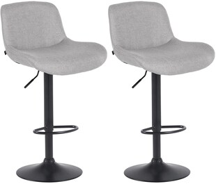 CLP 2er Set Barhocker Solon Schwarz I Samtbezug oder Stoffbezug I Barstuhl höhenverstellbar und drehbar I gepolsterter Tresenhocker 