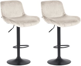 CLP 2er Set Barhocker Solon Schwarz I Samtbezug oder Stoffbezug I Barstuhl höhenverstellbar und drehbar I gepolsterter Tresenhocker 