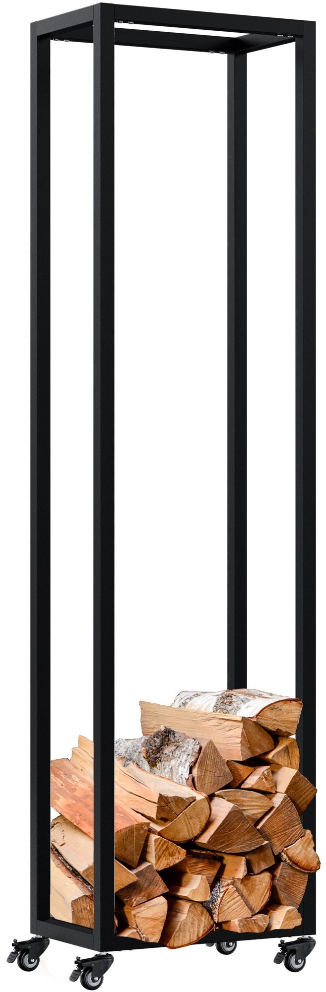 CLP Kaminholzst&auml;nder innen Metall mit Rollen Hilta, Kaminholzregal aus stabilem Metall, Aufbewahrung f&uuml;r Brennholz im Wohnzimmer 