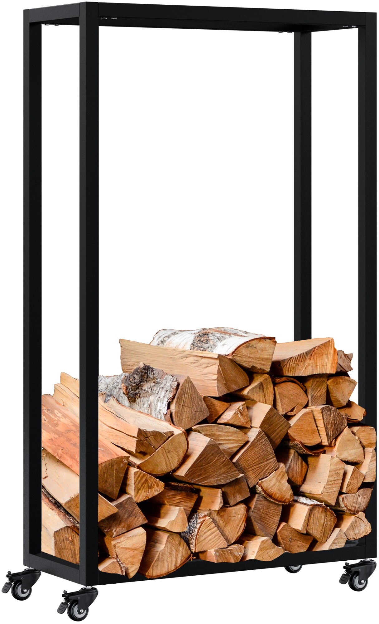 CLP Kaminholzst&auml;nder innen Metall mit Rollen Hilta, Kaminholzregal aus stabilem Metall, Aufbewahrung f&uuml;r Brennholz im Wohnzimmer 